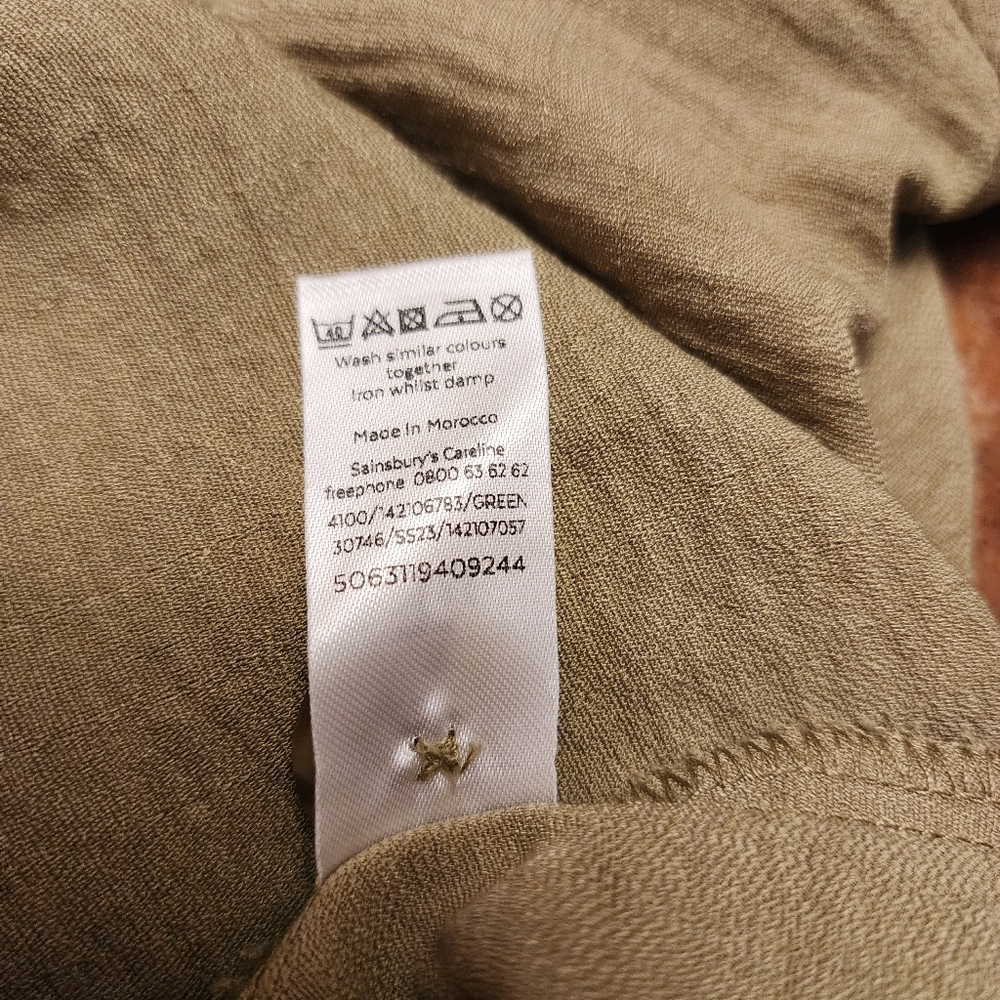 Sainsbury Olive Green V-neck Half Sleeve Blouse Size 10 - Picture 10 of 11
